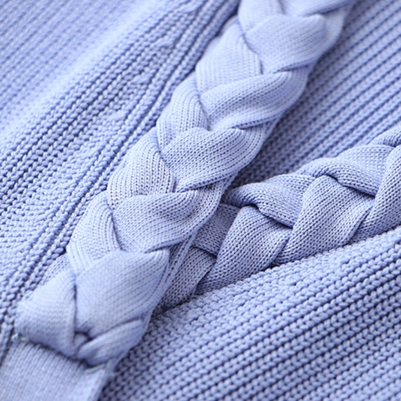 Purple Long Sleeved Collar Braided Bodycon Mini Dress - Picture 6 of 11